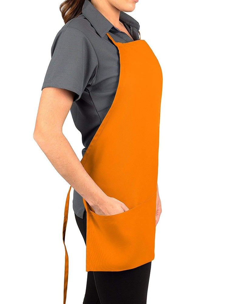 KNG Orange 3 Pocket Adjustable Bib Apron for Men and Women - Image 2